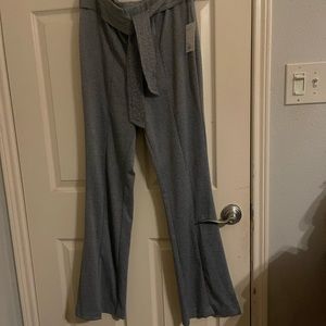 Self belt houndstooth flare pants